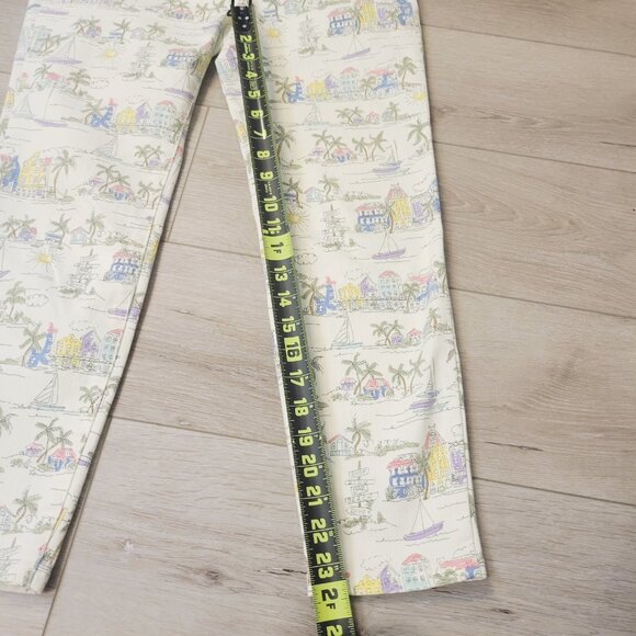 TALBOTS Flawless Jeans White Tropical Beach Print Jegging Cropped SIZE 4 (30x24) - Picture 2 of 6